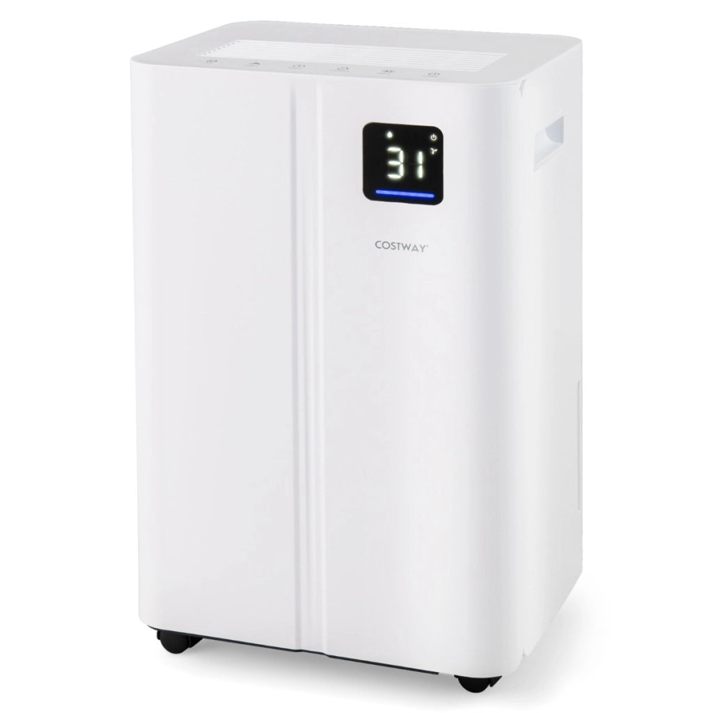 Deumidificatore da 25,5L per casa e cantina con 3 modalit¨¤, Deumidificatore sbrinamento automatico per bagno Bianco-Controllo climatizzazione