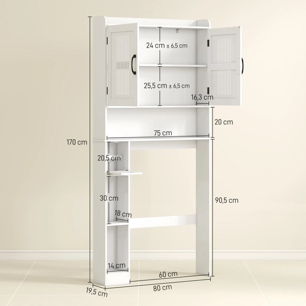 Mobiletto Sospeso per Bagno con 2 Ante e Ripiano Regolabile ¨C Zephmum ¨C Bianco 60x30x30
