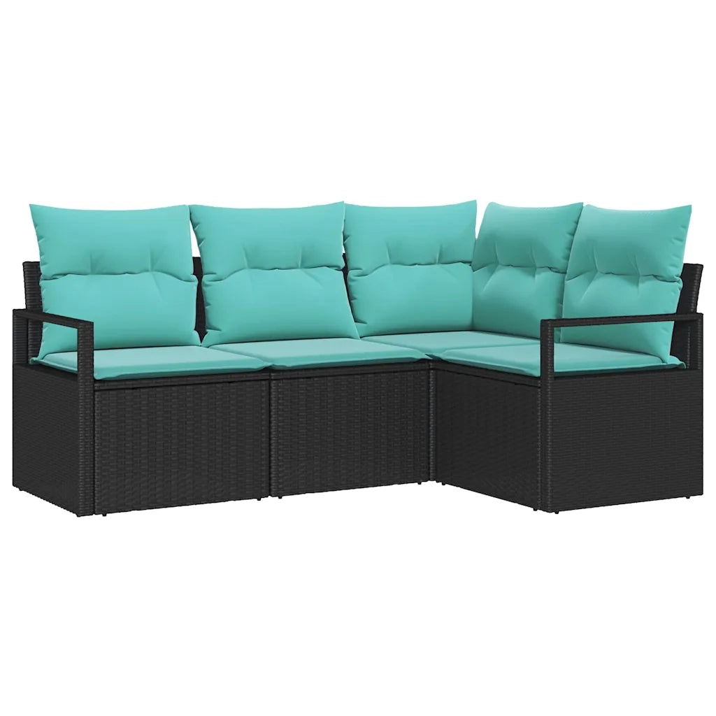 Set di divani 4 pz | Set Salotto da Giardino Nero polyrattan