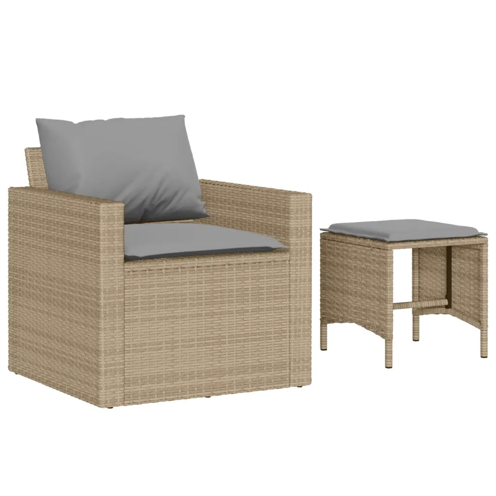 Set Divano da Giardino 4 pz con Cuscini Beige in Polyrattan