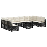 Set Divano da Giardino 11 pcs Nero polyrattan