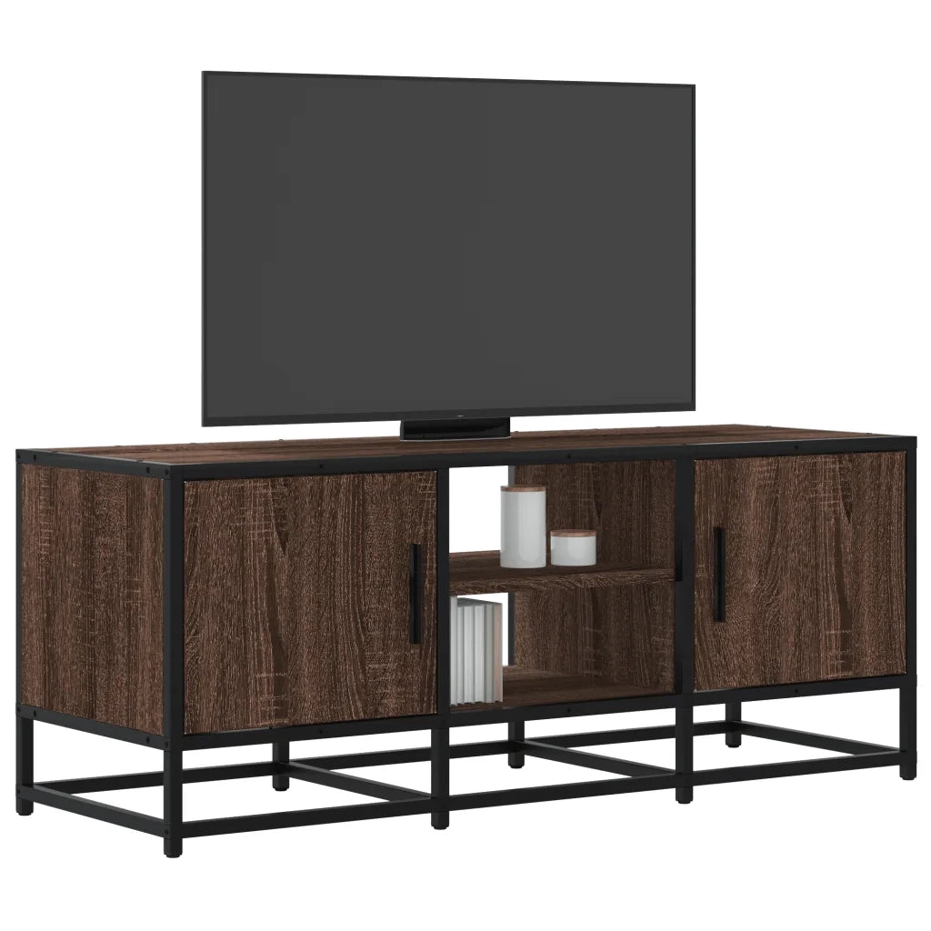 Mobile TV-Credenza per TV-Console TV Rovere Marrone 100x35x41 cm Legno Multistrato Metallo