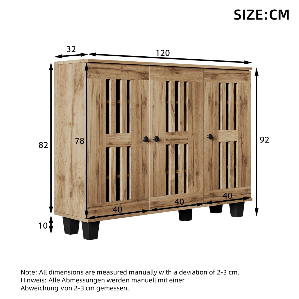 Credenza laterale - Zephmum- 120x32x92cm- 3 ante 8 scomparti
