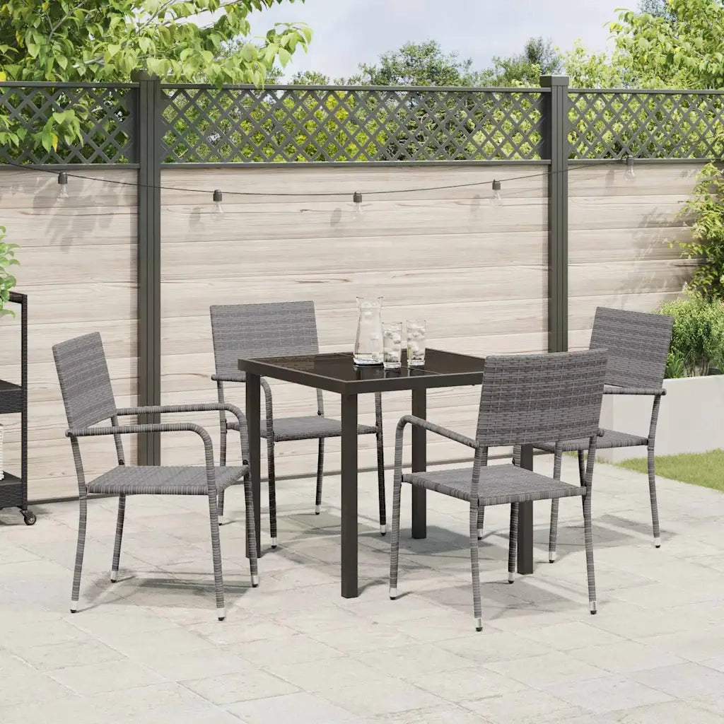 Set da Pranzo per Giardino con cuscino 5 pcs Grigio polyrattan 3380044