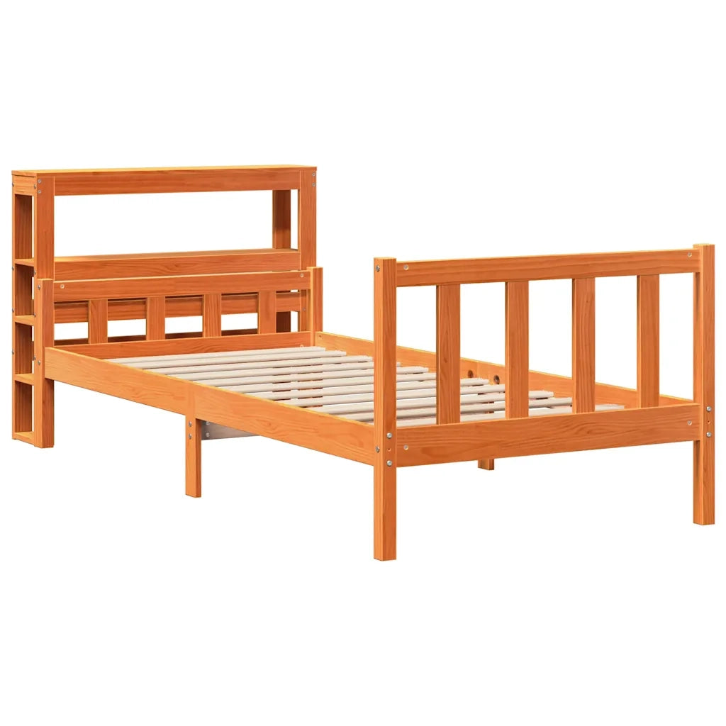 Giroletto con Testiera Marrone Cera 75x190 cm Massello Pino