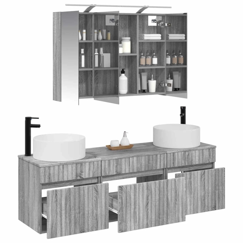 Set di Armadi da Bagno 4 pcs Sonoma grigio 100 x 14,5 x 70 cm 3406660