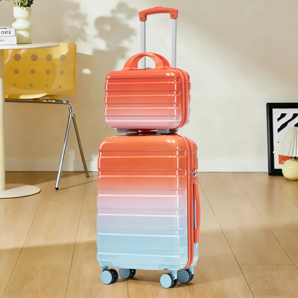 Set composto da due valigette girevoli in PC da 14"/20" con lucchetto a combinazione e trousse per cosmetici da 14" (rosse)