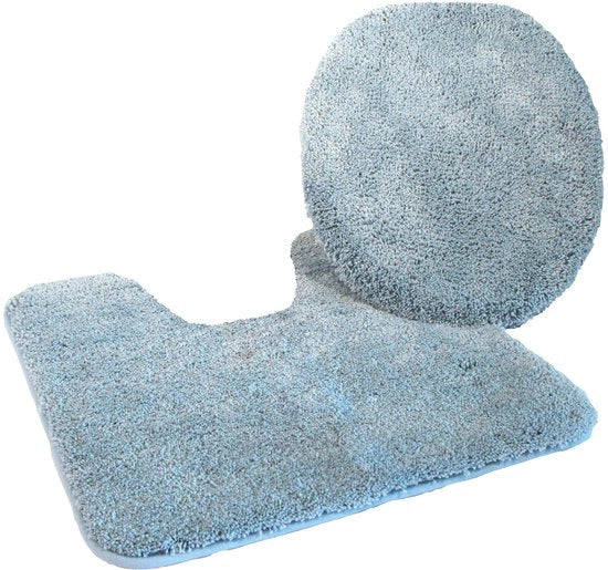Set di tappeti per bagno 2 pezzi = Tappeto per il water 47x50 cm + Tappeto per pavimento con foro 50x55 cm, azzurro chiaro
