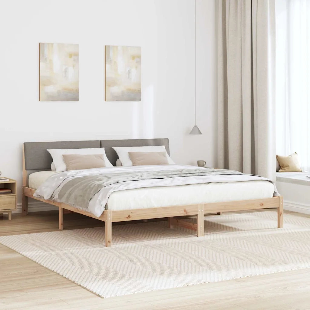 Struttura del Letto con testiera Marrone e taupe 200 x 200 cm