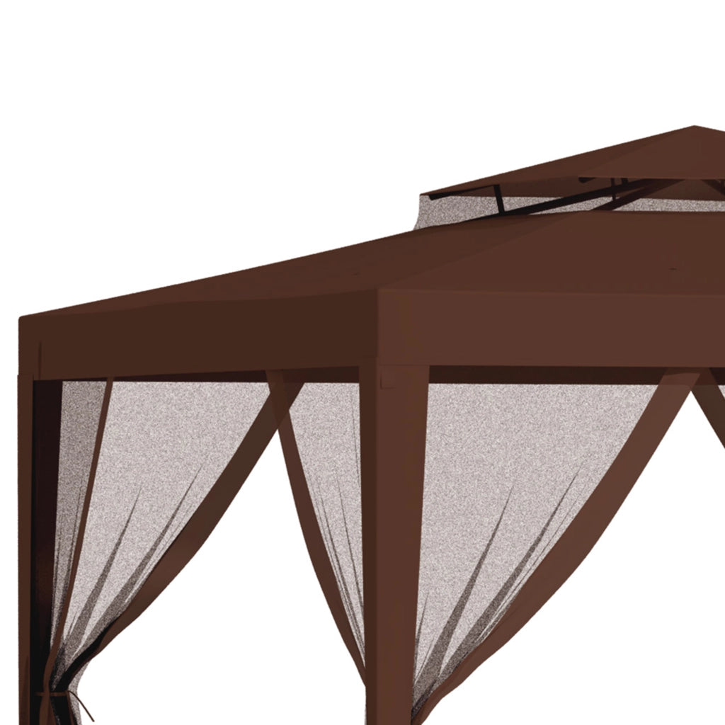Gazebo da Giardino 3x3 m con 4 Zanzariere ¨C Zephmum ¨C Marrone Metallo