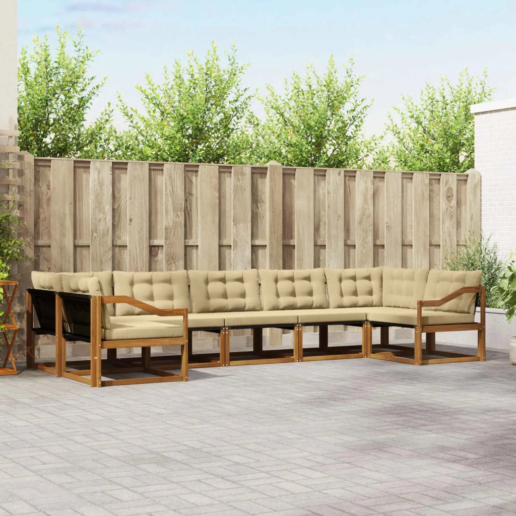 Set di divani da esterno con cuscino 7 pcs Naturale e Beige