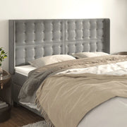 Testiera ad Orecchio-Testata con Orecchie Grigio Chiaro 183x16x118/128 cm in Velluto 275565