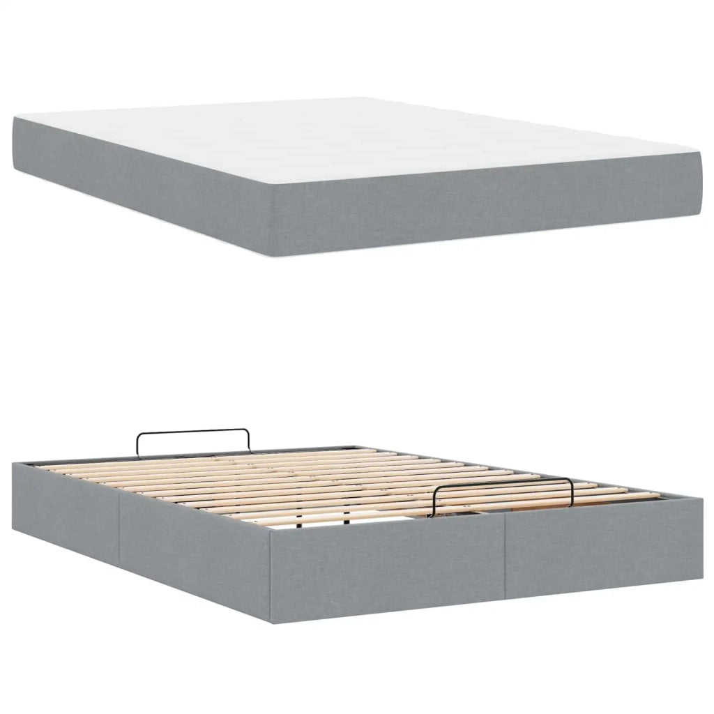 Struttura letto con materasso 2 pcs Grigio chiaro Tessuto