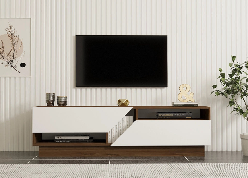 Porta TV in legno "Koza" - 160 x 40 x 45 cm - NoceBianco