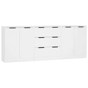 Credenze 3 pz | Madia | Buffet da pranzo | Armadio da pranzo Bianche in Legno Multistrato