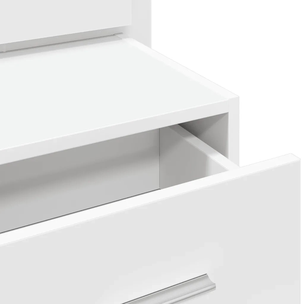 Comodino | Armadio da Notte | Mobiletto da notte a Parete con Luci LED Bianco