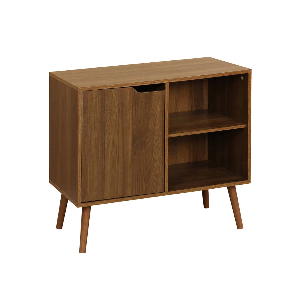 Credenza effetto noce 1 anta, 2 ripiani, 80cm, noce