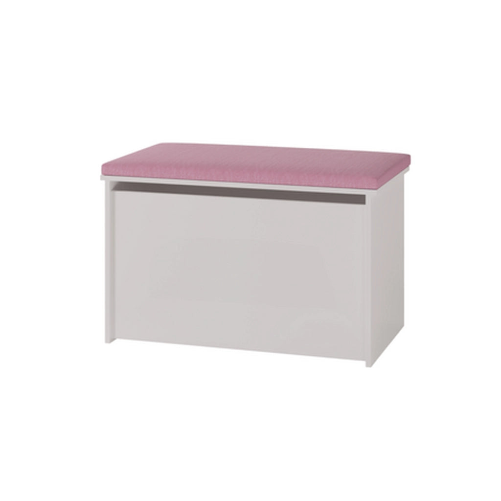 Panca contenitore Daria bianca con seduta rosa