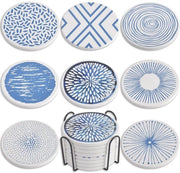 Sostegni per bicchieri, Set di 8 sottopanchetti assorbenti in ceramica con contenitore in metallo, Sottopanchetti eleganti e semplici per tavoli salotto, Ideali come regali per l'aperitivo