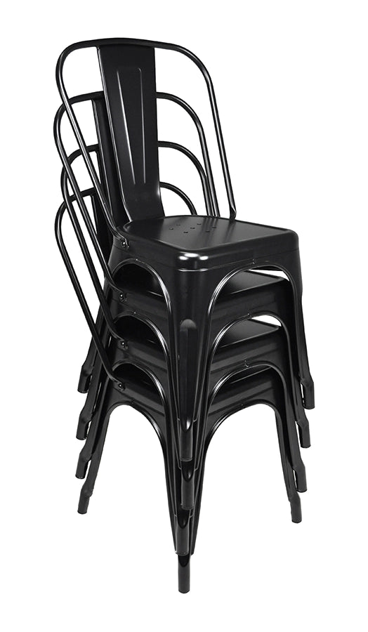Sedia industriale in metallo, sedia impilabile nera (2 pz.) - Maggie - SD10MAM