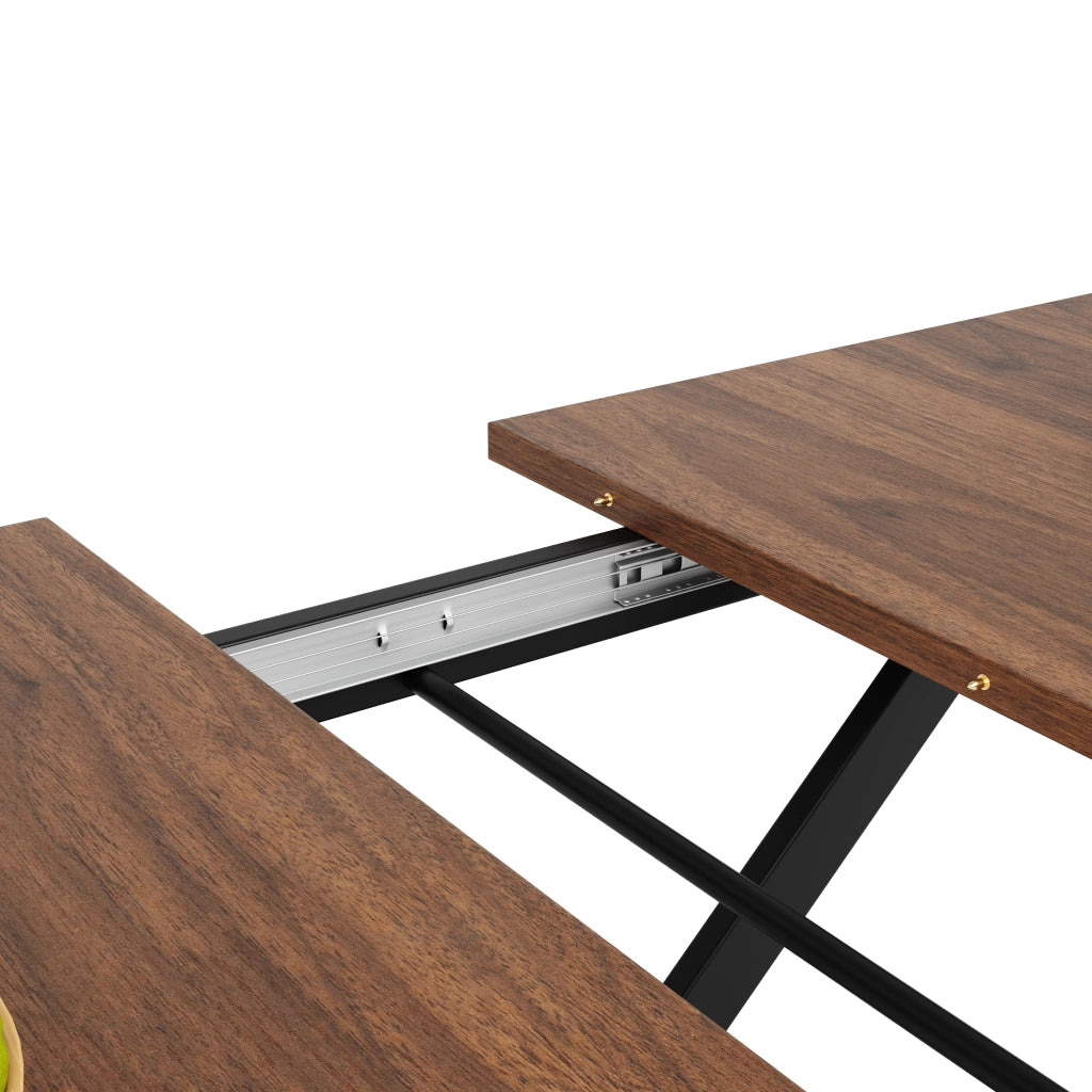 Tavolo da Pranzo Allungabile con 4 Sedie ¨C MINIMAL ¨C Noce/Nero Velluto, 160x80x75