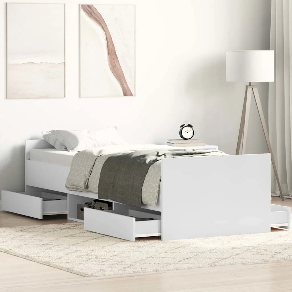 Giroletto con Testiera e Pediera-Struttura Letto Bianco 90x190 cm