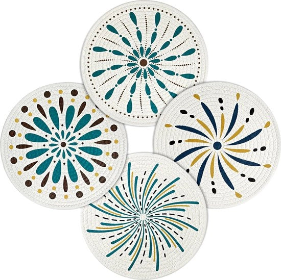 Set di 4 piatti rotondi per tavola, piatti in cotone intrecciato, piatti antiscivolo per cucina, casa, ristorante, tavola da pranzo, diametro 30 cm