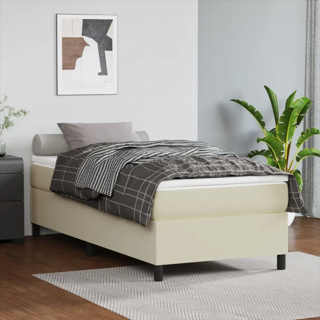 Struttura Letto a Rete a Molle Crema 90x190 cm in Similpelle 3121019