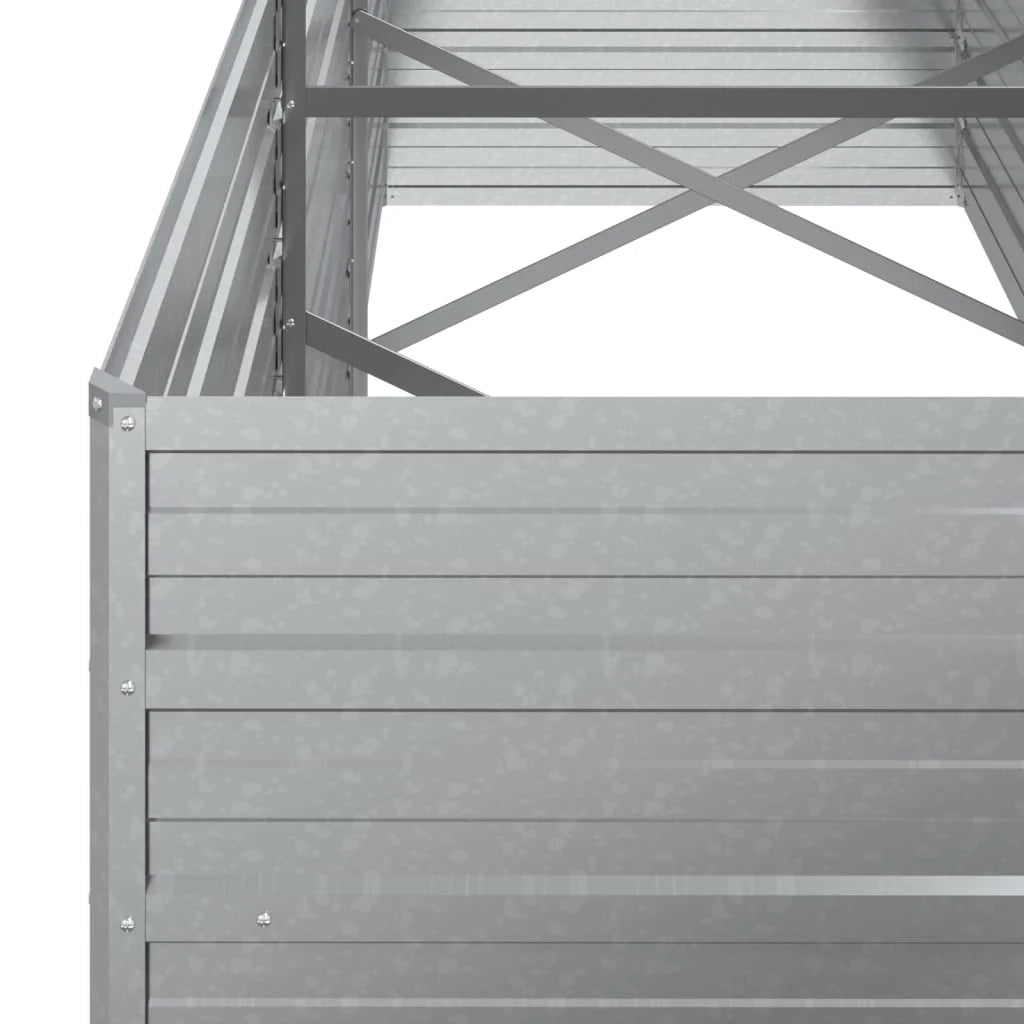 Fioriera rialzata per piante fiori patio giardino 240 x 80 x 77 cm acciaio zincato argento 02_0039415