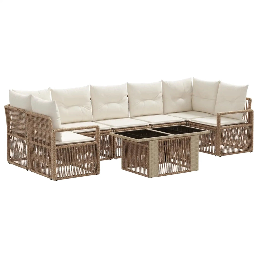 Set Divano da Giardino 8 pz Beige e Bianco Crema polyrattan 3437064