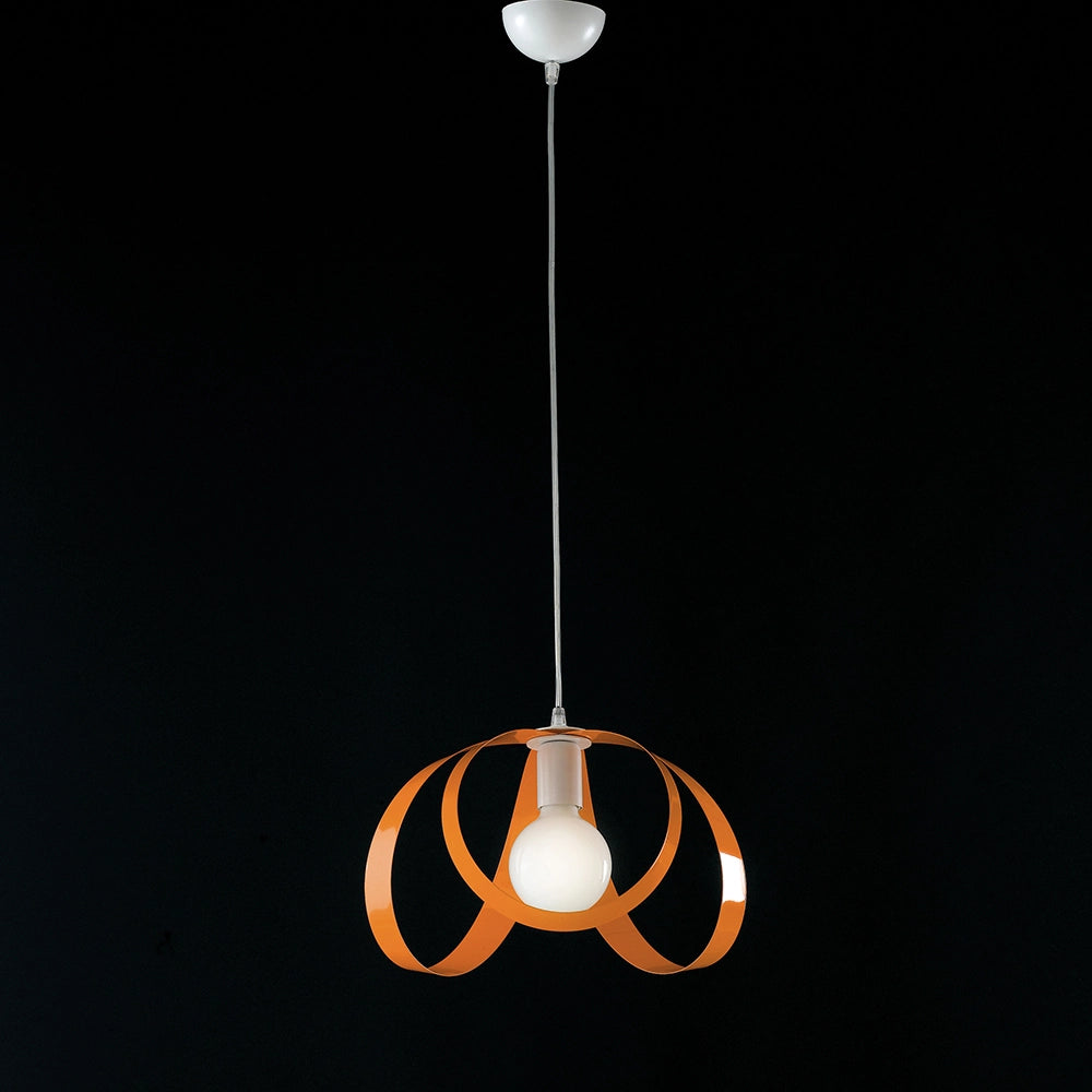 Sospensione Moderna 1 Luce Ferro Laccato Bianco E Arancio Serie Piovra