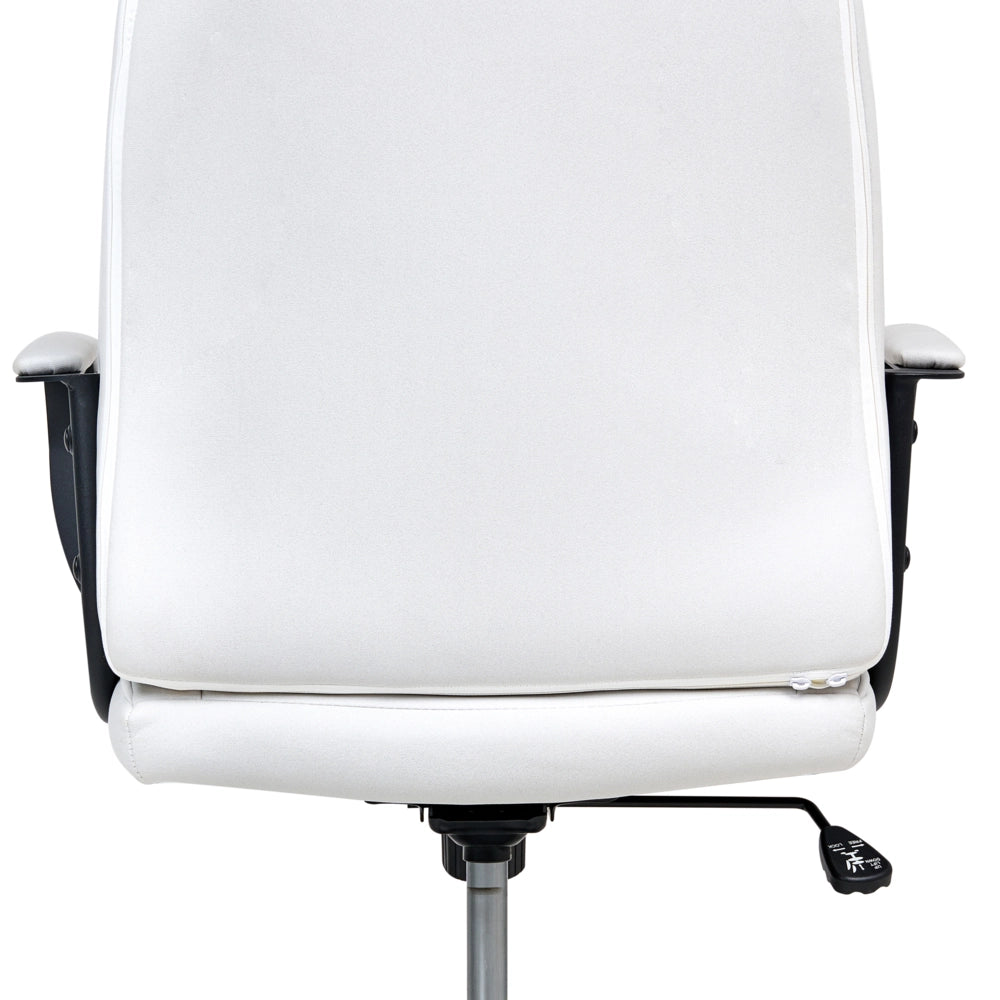 Sedia da ufficio in tessuto bianco sporco girevole e regolabile con braccioli stile moderno