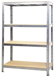 Scaffale in Metallo 4 Ripiani in Legno Truciolato 160x60x180 cm Zincato