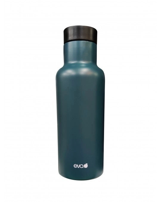 Borraccia in acciaio colorata 450 ml tappo automatico petrolio