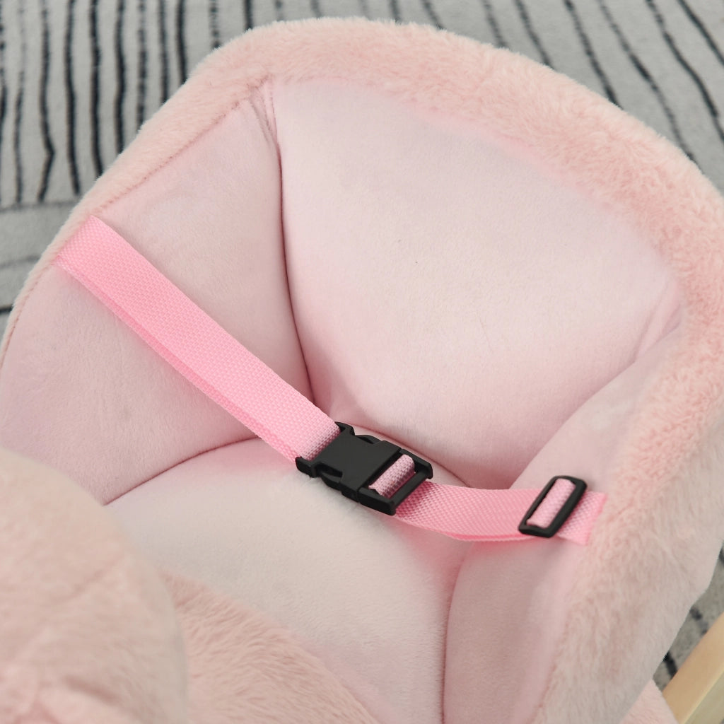 EasyComfort Cavallo a Dondolo a Forma di Coniglio con Suoni, Cavalluccio a Dondolo per Bambini 18-36 Mesi Interattivo, Rosa, 60x33x50cm