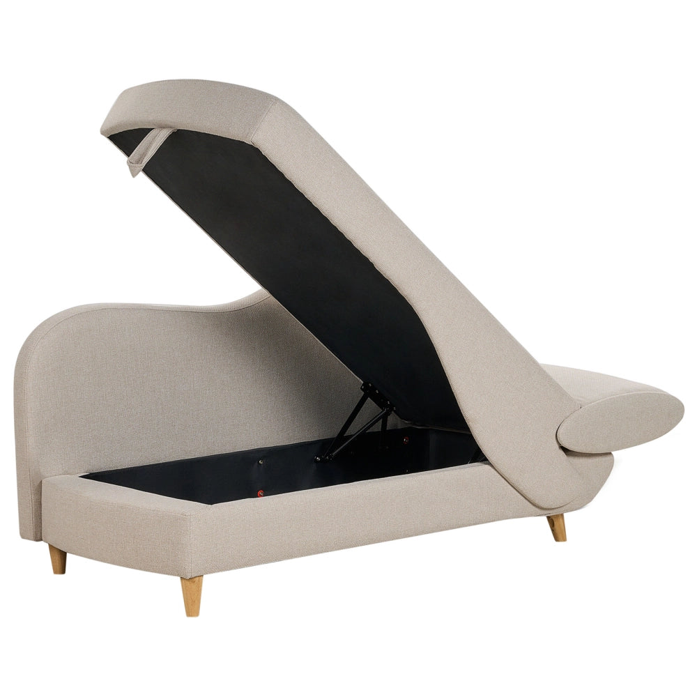 Chaise Longue in tessuto beige lato destro con contenitore stile moderno glamour salotto camera da letto