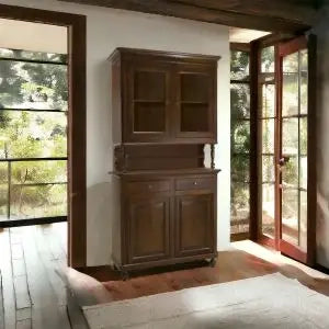 Credenza cristalliera napoletana in legno 2 ante arte povera noce scuro