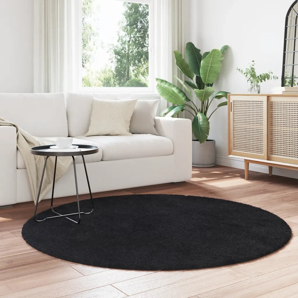 Tappeto Shaggy a Pelo Lungo NAVARRA Nero 160x160 cm poliestere