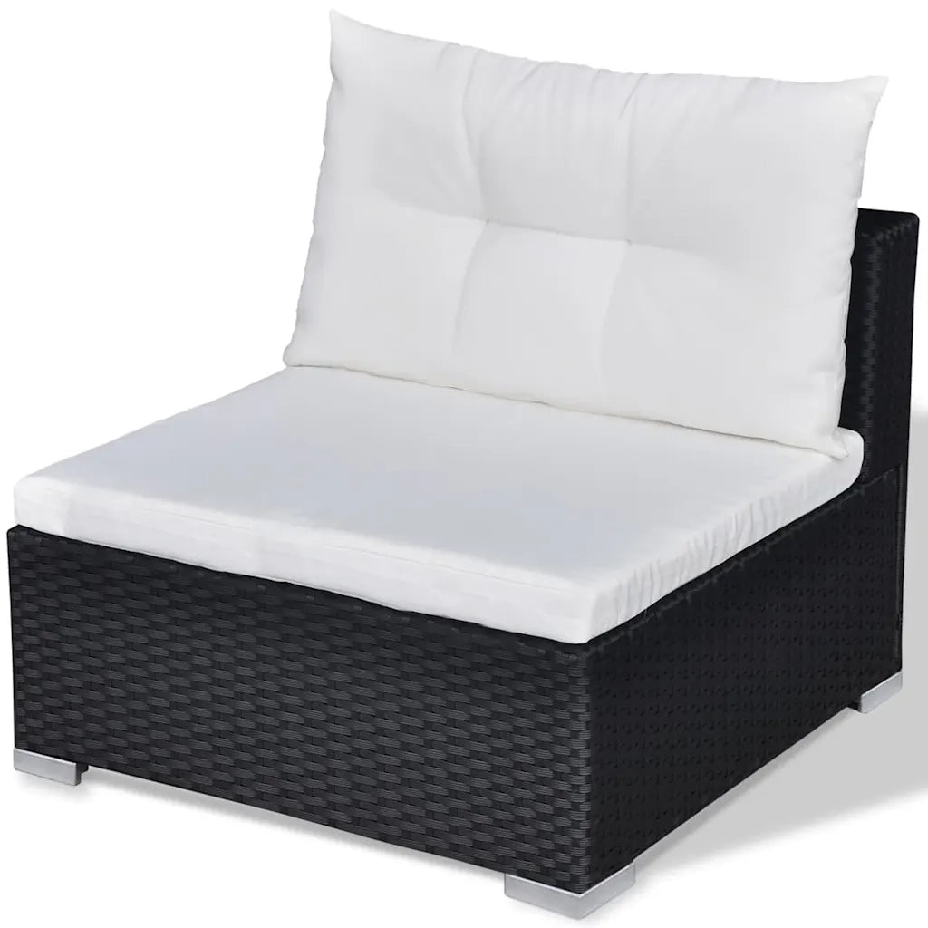 Set Divani da Giardino 10 pz con Cuscini in Polyrattan Nero 41878