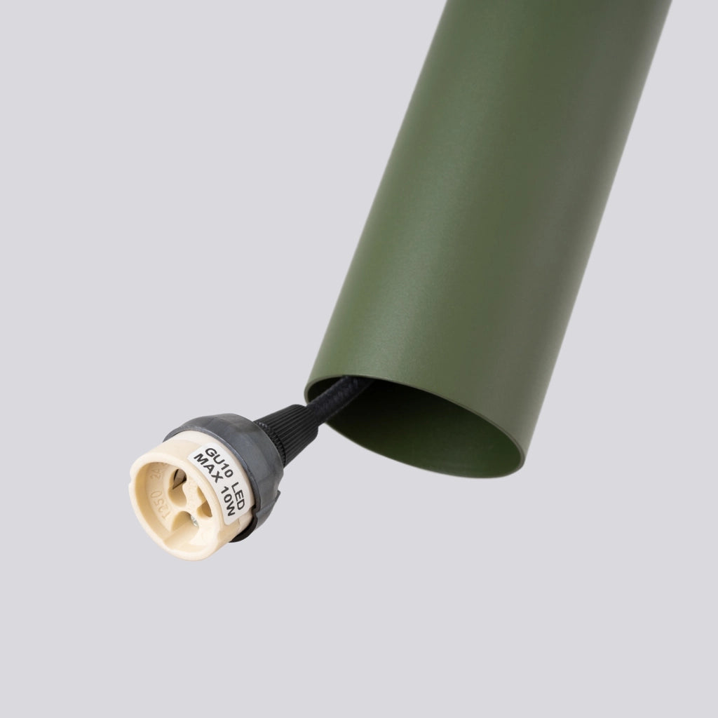 Lampada a sospensione moderna verde oliva tubo 30cm GU10