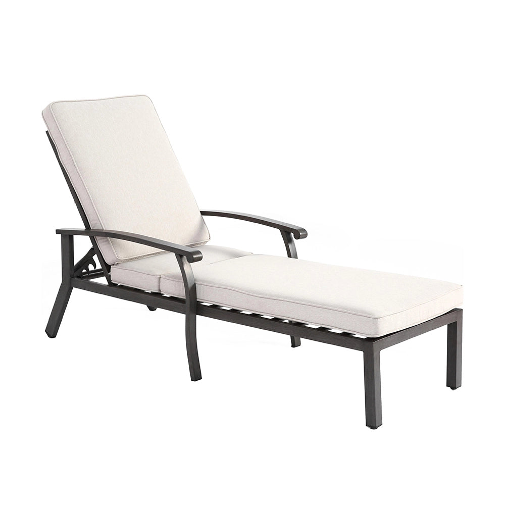 Chaise longue patio inclinabile - Xylo - Cuscino impermeabile beige