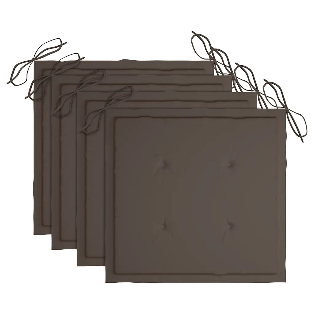 Sedie da Giardino e Cuscini Grigio Talpa 4 pz | Sedie da Esterno Massello di Teak