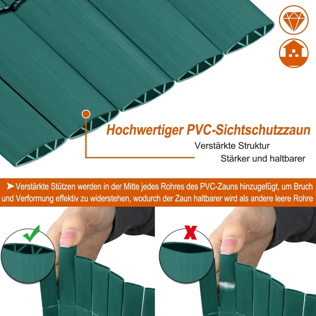 Canniccio PVC Recinzione 120x500cm Tappetino Privacy per Balcone con Fascette Recinzioni e Decorazioni Protezione dal Vento Impermeabile Senza Foratura, Verde