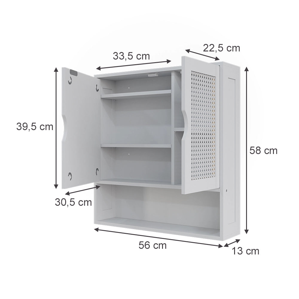 Vicco Specchio contenitore bagno Bianco 56 x 58 cm con 2 porte