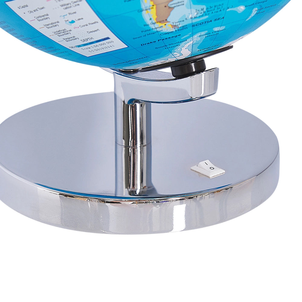 Mappamondo decorativo blu argento supporto in metallo feltrino LED mappa stella 24 cm