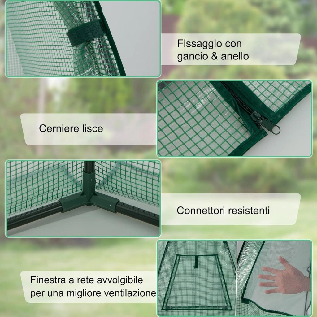 Serra da Giardino con Copertura in PE per Tutte le Stagioni, Porta Avvolgibile, Finestra a Rete, Serra da Esterno per Piante e Orto, Ideale per Balcone e Giardino 160 x 160 x 183 cm