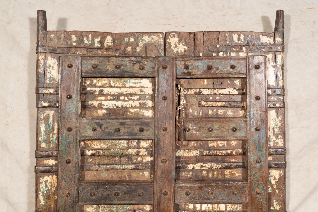Biscottini Porta portone in legno massello e ferro da interno o da esterno vecchia e antica medievale scorrevole