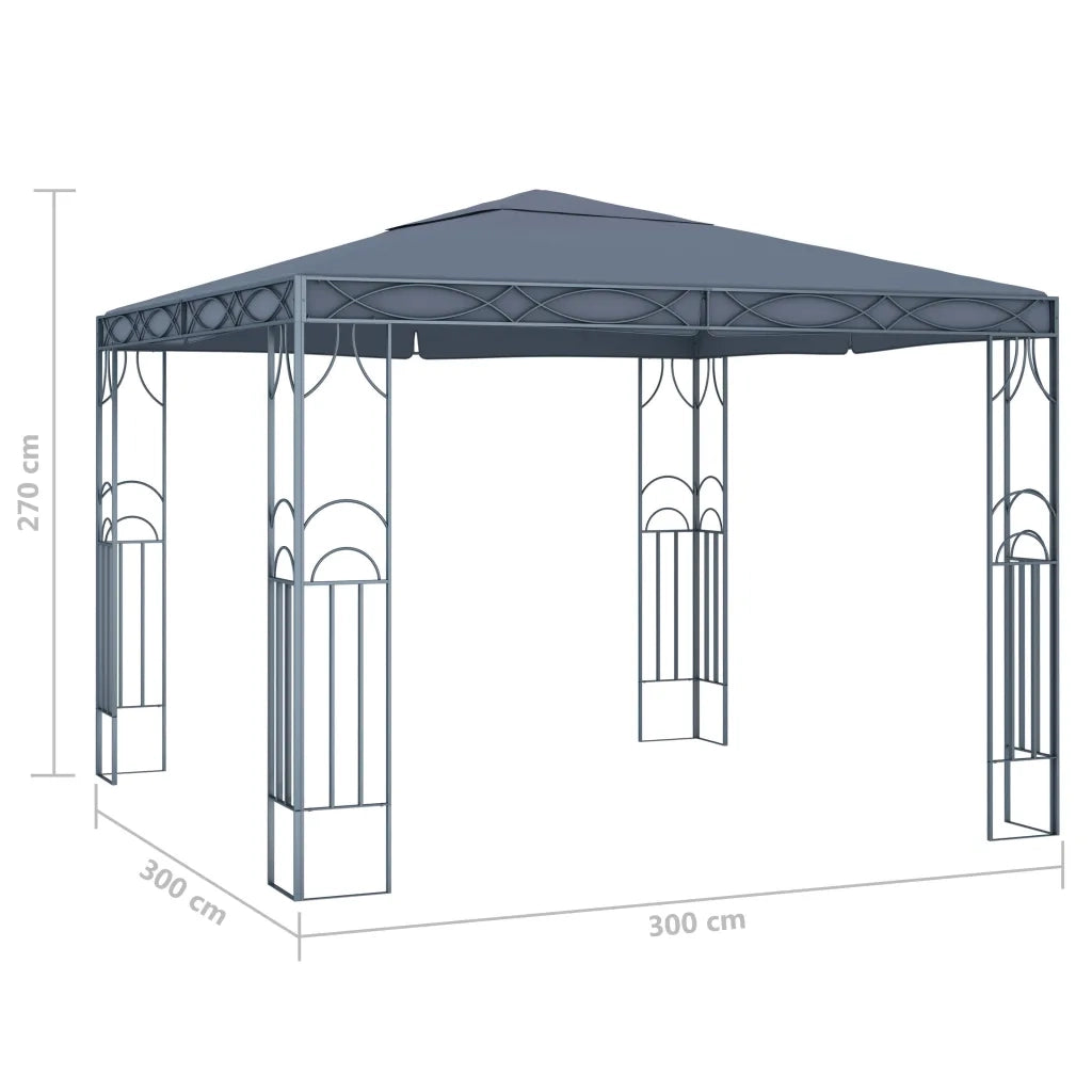 Gazebo con Stringa di Luci LED 300x300 cm Antracite