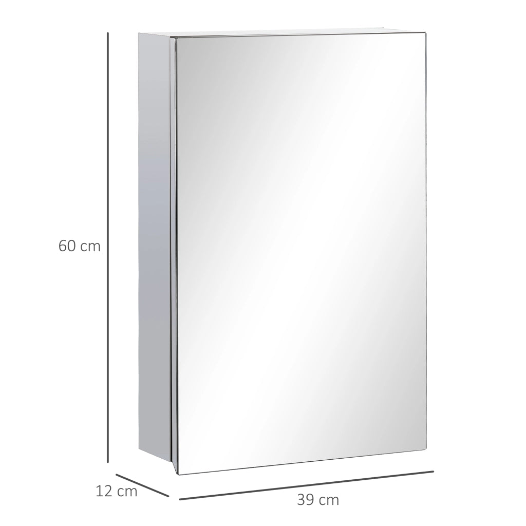 Mobile da Bagno a Parete con Specchio ¨C Xylo ¨C 3 Ripiani, Argento, 39x12x60 cm