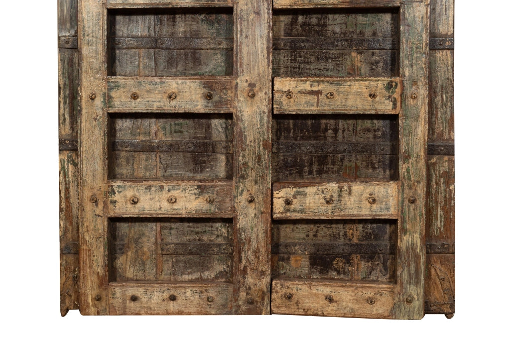 Biscottini Porta portone in legno massello e ferro da interno o da esterno vecchia e antica medievale scorrevole